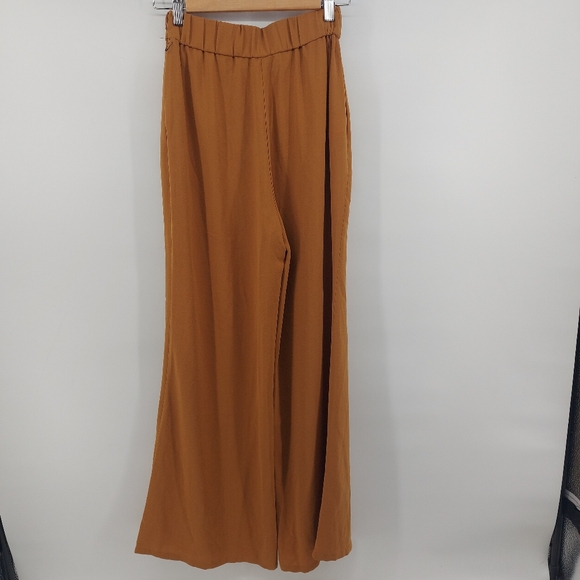 Leith High Waisted Wide Leg Elastic Waist Side Zipper Pants Size S Tan - Picture 4 of 7